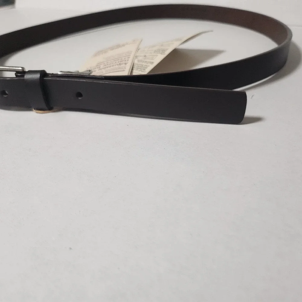 Vegetable Tanned Leather Narrow‎ Belt Adjustable One Size Dark Brown